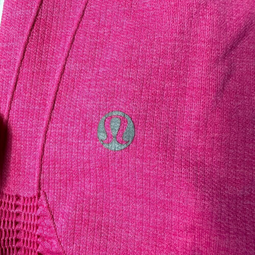 Lululemon Pink Leggings In The Flow Crop II Capri  Heathered Jewelled Magenta 4 - Picture 4 of 6